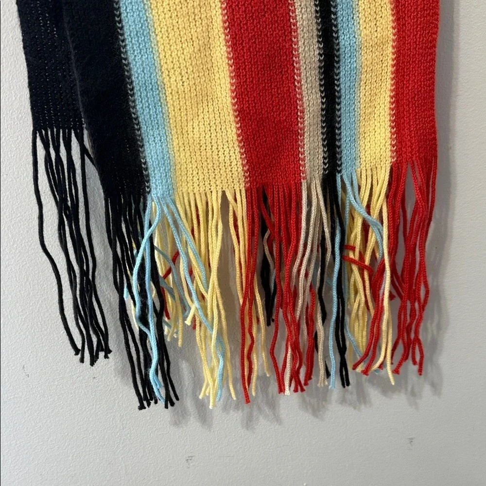 American Eagle Multicolor Striped Knit Fringe Scarf NWT
